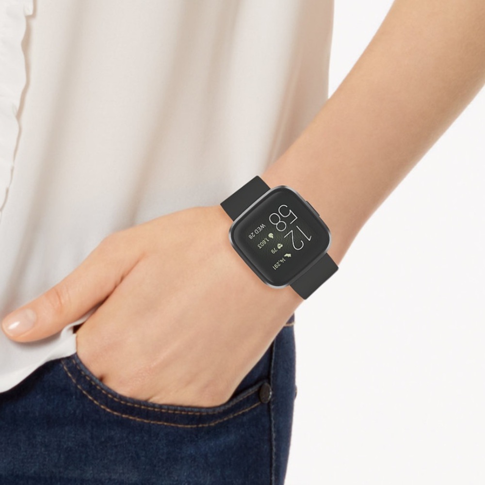 Fitbit Versa 2 Black Elastomer Strap Touchscreen Smart Watch 39mm
